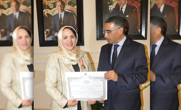 Nezha SALAHEDDINE Décorée du  Wissam Al-Istihkak Al-Watani classe exceptionnelle