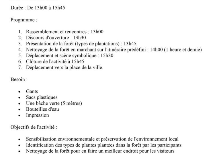Action de sensibilisation, sortie à la foret Rahrah Le dimanche 23 juin 2024